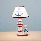 Coastal Wood Kids Lighthouse Table Lamp - 1-Light Design for Bedroom