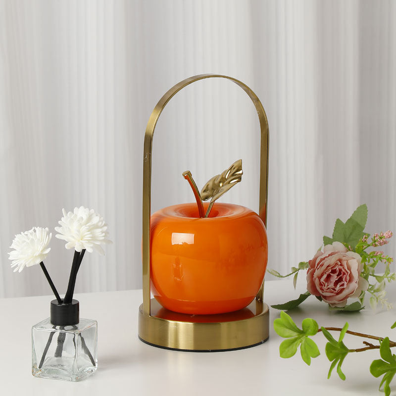 Modern Rechargeable LED Glass Apple Table Lamp - Portable Night Light for Bedside