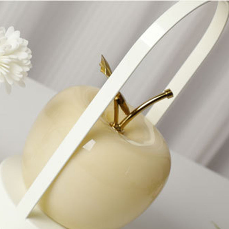 Modern Rechargeable LED Glass Apple Table Lamp - Portable Night Light for Bedside