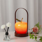 Modern Rechargeable LED Glass Apple Table Lamp - Portable Night Light for Bedside