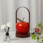 Modern Rechargeable LED Glass Apple Table Lamp - Portable Night Light for Bedside