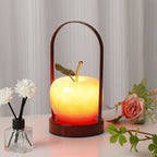 Modern Rechargeable LED Glass Apple Table Lamp - Portable Night Light for Bedside