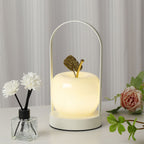 Modern Rechargeable LED Glass Apple Table Lamp - Portable Night Light for Bedside