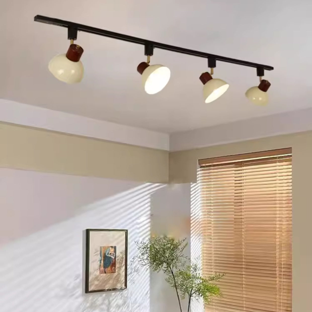 Iron & Wood Semi-Flush Mount Light