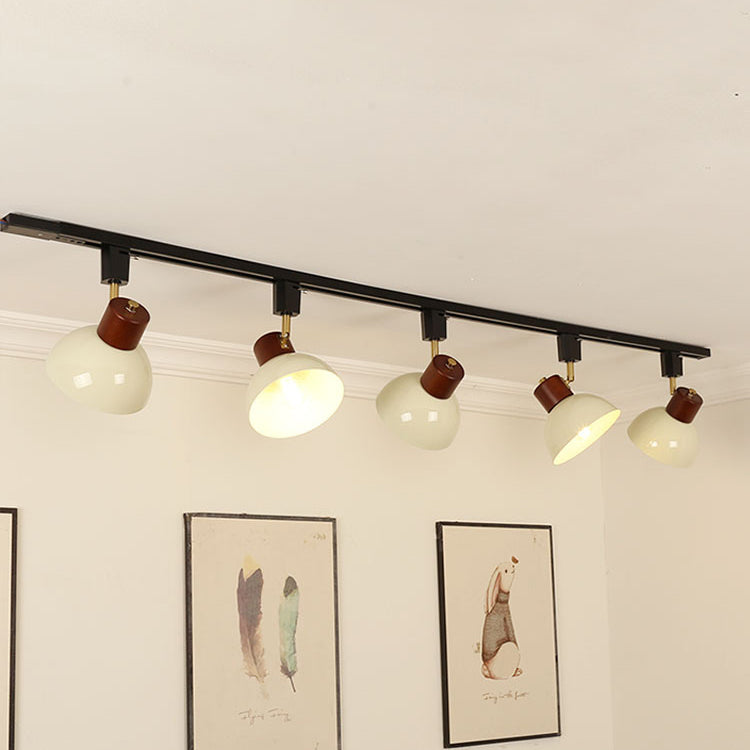 Iron & Wood Semi-Flush Mount Light