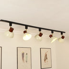 Iron & Wood Semi-Flush Mount Light