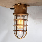 Industrial Waterproof Aluminum Glass Cylinder Semi-Flush Mount Light for Outdoor Patio