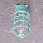 Industrial Waterproof Aluminum Glass Cylinder Semi-Flush Mount Light for Outdoor Patio