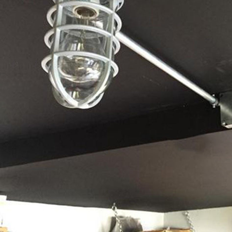 Industrial Waterproof Aluminum Glass Cylinder Semi-Flush Mount Light for Outdoor Patio
