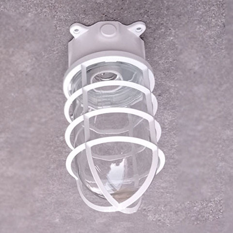 Industrial Waterproof Aluminum Glass Cylinder Semi-Flush Mount Light for Outdoor Patio