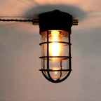 Industrial Waterproof Aluminum Glass Cylinder Semi-Flush Mount Light for Outdoor Patio