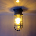 Industrial Waterproof Aluminum Glass Cylinder Semi-Flush Mount Light for Outdoor Patio