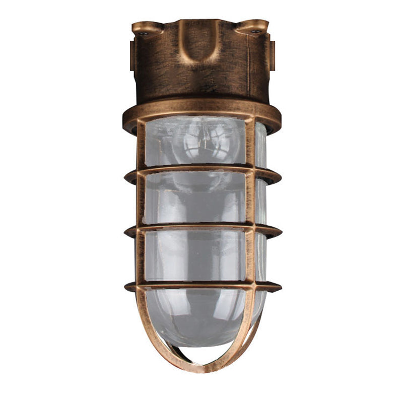 Industrial Waterproof Aluminum Glass Cylinder Semi-Flush Mount Light for Outdoor Patio