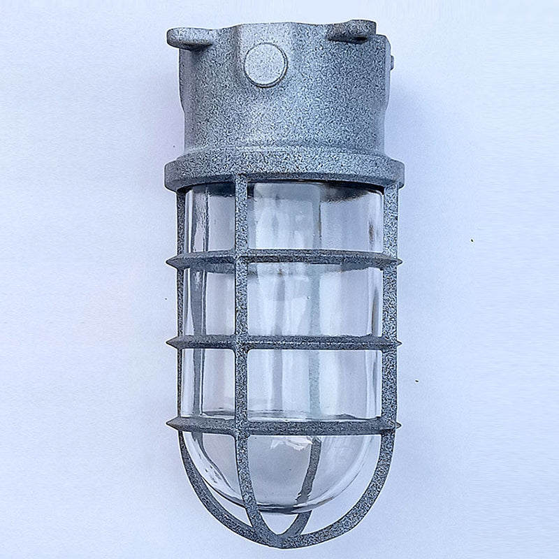 Industrial Waterproof Aluminum Glass Cylinder Semi-Flush Mount Light for Outdoor Patio