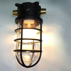 Industrial Waterproof Aluminum Glass Cylinder Semi-Flush Mount Light for Outdoor Patio