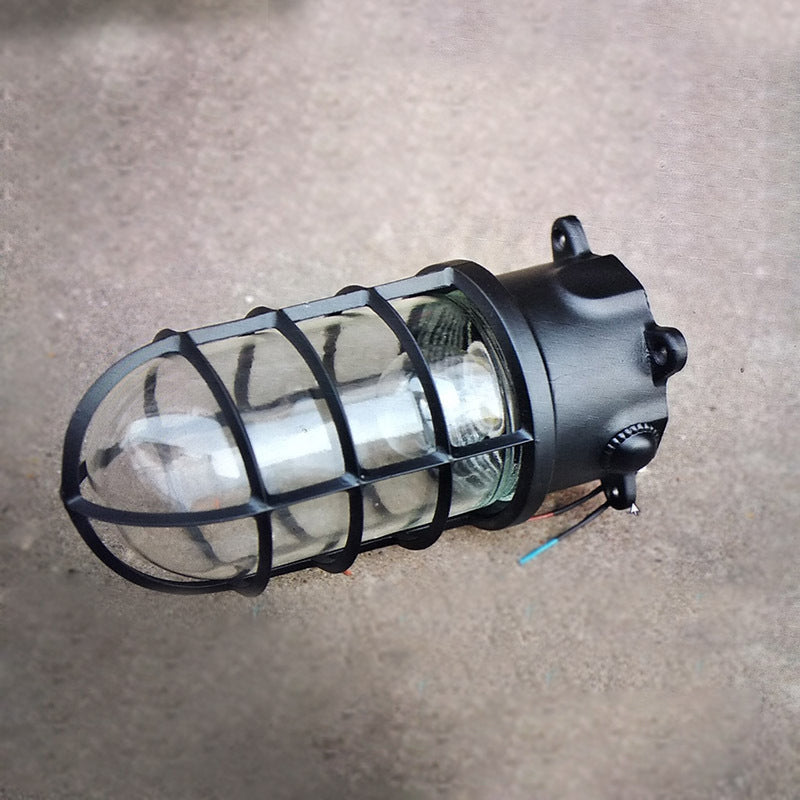 Industrial Waterproof Aluminum Glass Cylinder Semi-Flush Mount Light for Outdoor Patio