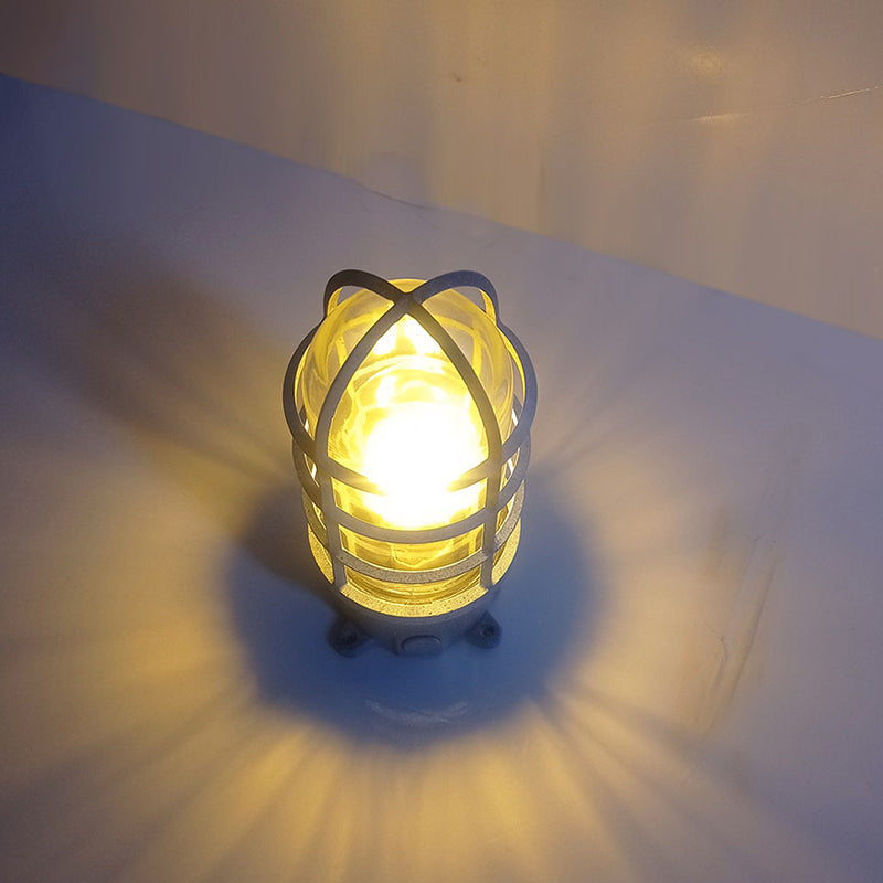 Industrial Waterproof Aluminum Glass Cylinder Semi-Flush Mount Light for Outdoor Patio