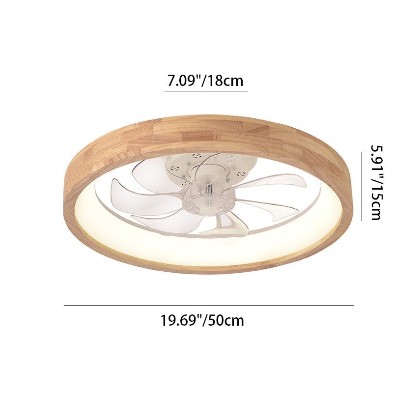 Premium Japanese Solid Wood LED Flush Mount Ceiling Fan