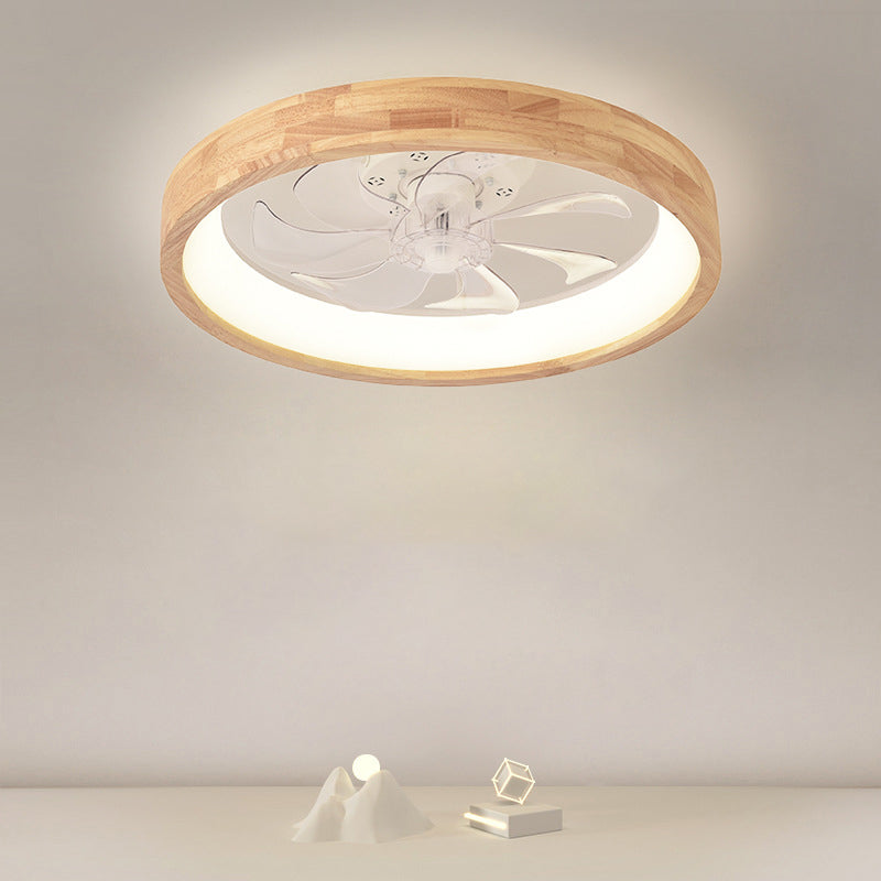 Premium Japanese Solid Wood LED Flush Mount Ceiling Fan