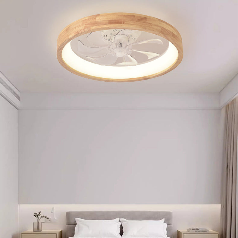 Premium Japanese Solid Wood LED Flush Mount Ceiling Fan