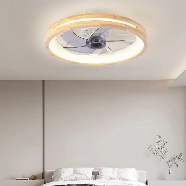Premium Japanese Solid Wood LED Flush Mount Ceiling Fan