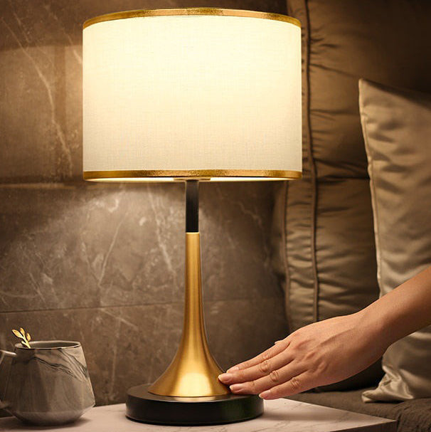 Modern Retro Touch Sensor Dimmable Metal Cylinder Table Lamp for Bedside