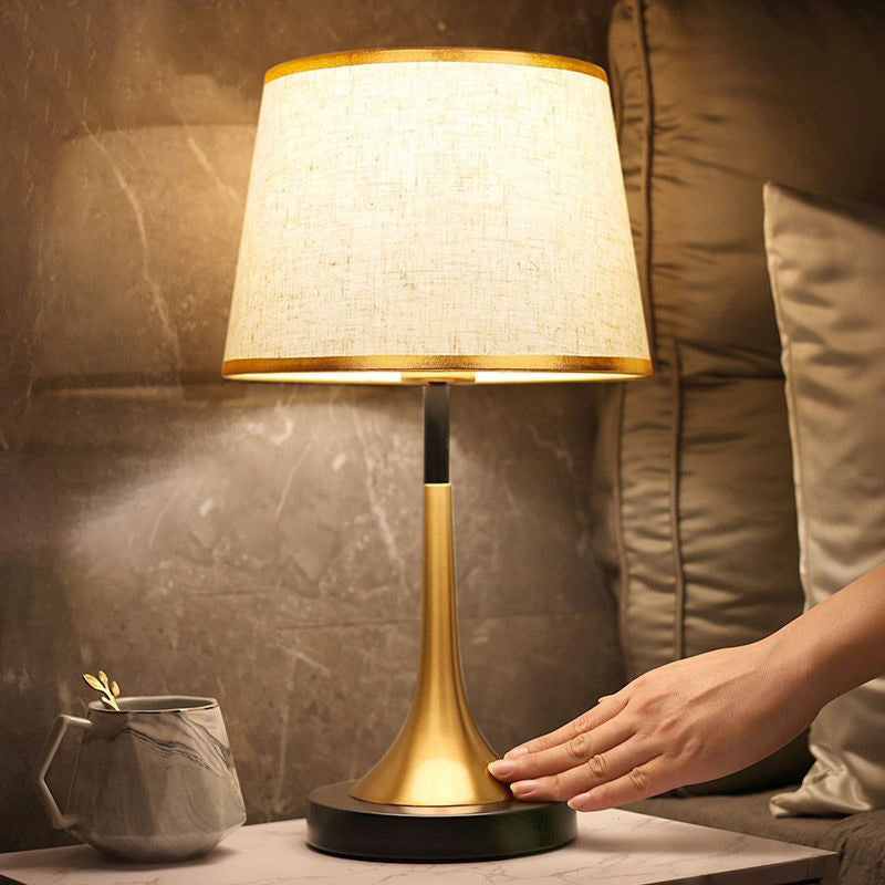 Modern Retro Touch Sensor Dimmable Metal Cylinder Table Lamp for Bedside