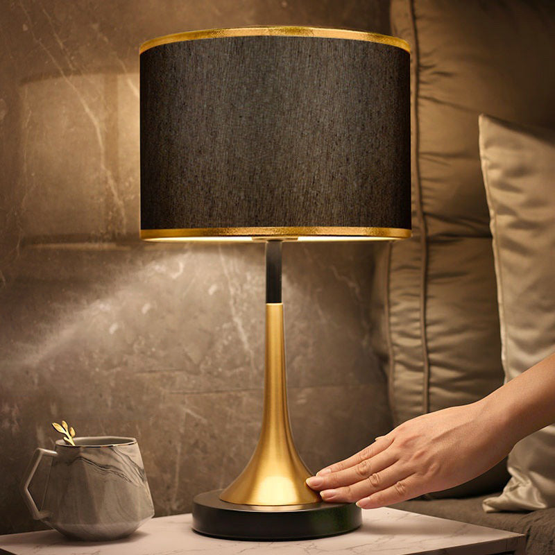 Modern Retro Touch Sensor Dimmable Metal Cylinder Table Lamp for Bedside