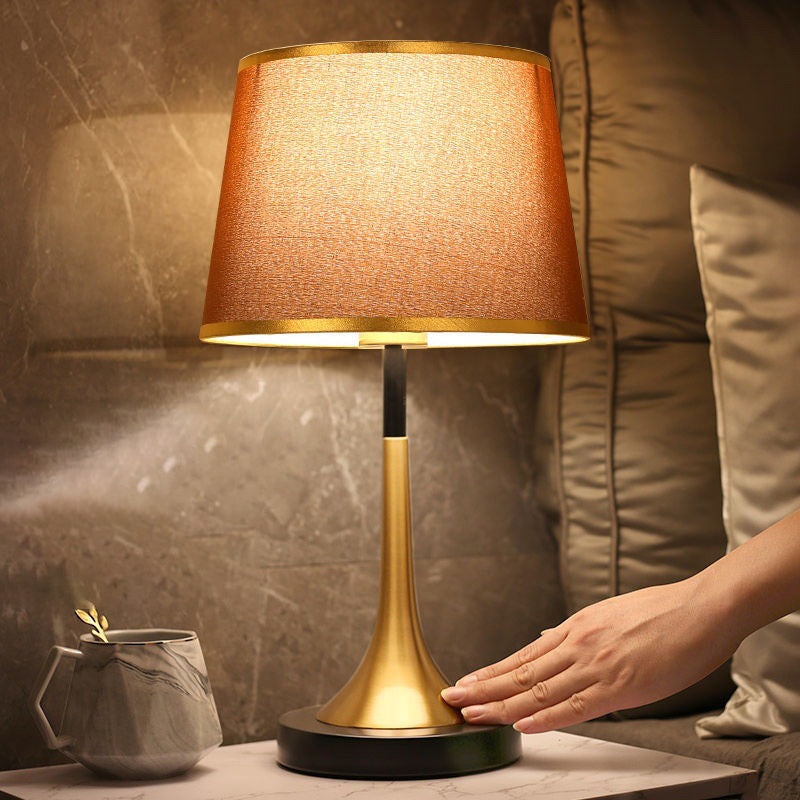 Modern Retro Touch Sensor Dimmable Metal Cylinder Table Lamp for Bedside