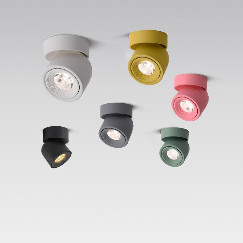 Scandinavian Rotatable LED Round Spotlight Ceiling Light - Semi-Flush Mount for Living Room