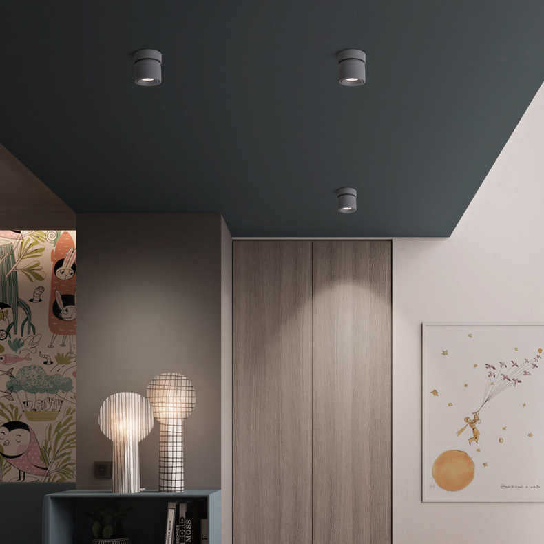 Scandinavian Rotatable LED Round Spotlight Ceiling Light - Semi-Flush Mount for Living Room