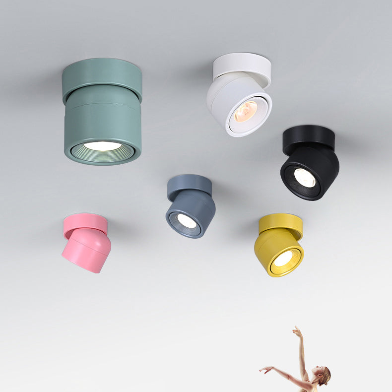 Scandinavian Rotatable LED Round Spotlight Ceiling Light - Semi-Flush Mount for Living Room