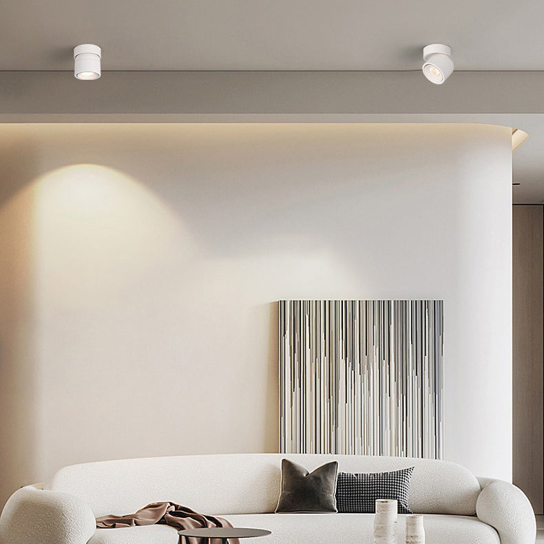 Scandinavian Rotatable LED Round Spotlight Ceiling Light - Semi-Flush Mount for Living Room