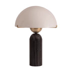 Scandinavian Travertine Marble & Glass Resin 1-Light Cylinder Table Lamp