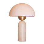 Scandinavian Travertine Marble & Glass Resin 1-Light Cylinder Table Lamp