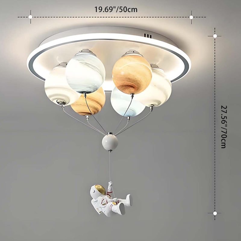 Kids' Planet Space Hot Air Balloon Astronaut 6-Light LED Semi-Flush Mount Ceiling Light