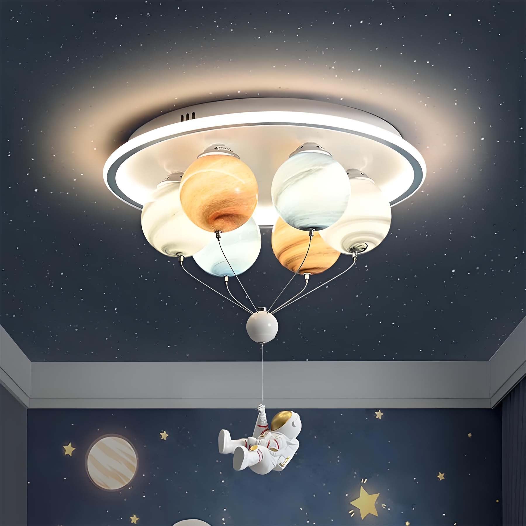 Kids' Planet Space Hot Air Balloon Astronaut 6-Light LED Semi-Flush Mount Ceiling Light