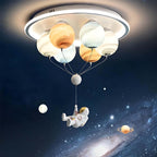 Kids' Planet Space Hot Air Balloon Astronaut 6-Light LED Semi-Flush Mount Ceiling Light