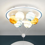Kids' Planet Space Hot Air Balloon Astronaut 6-Light LED Semi-Flush Mount Ceiling Light
