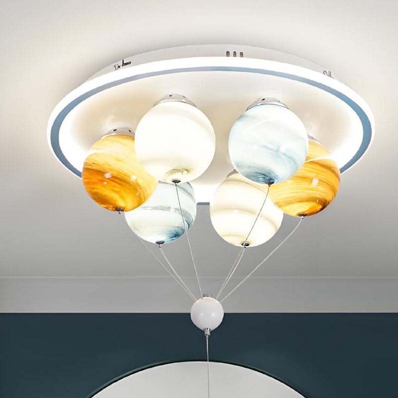 Kids' Planet Space Hot Air Balloon Astronaut 6-Light LED Semi-Flush Mount Ceiling Light