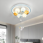 Kids' Planet Space Hot Air Balloon Astronaut 6-Light LED Semi-Flush Mount Ceiling Light
