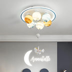 Kids' Planet Space Hot Air Balloon Astronaut 6-Light LED Semi-Flush Mount Ceiling Light
