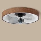 Contemporary Round Copper LED Flush Mount Ceiling Fan Light for Bedroom
