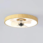 Contemporary Round Copper LED Flush Mount Ceiling Fan Light for Bedroom