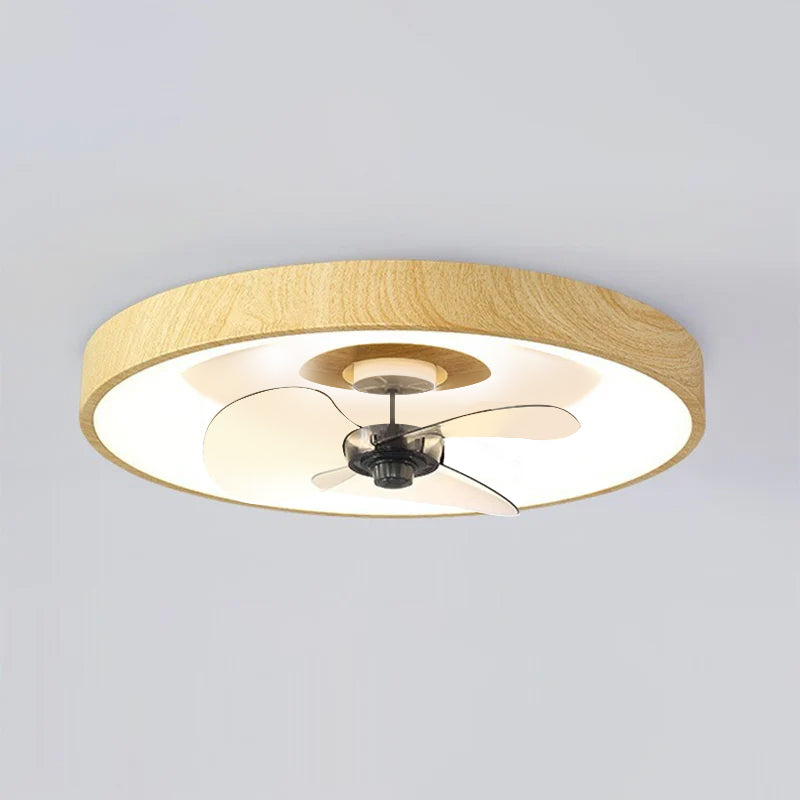 Contemporary Round Copper LED Flush Mount Ceiling Fan Light for Bedroom