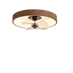 Contemporary Round Copper LED Flush Mount Ceiling Fan Light for Bedroom