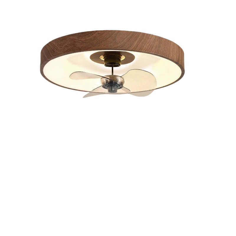 Contemporary Round Copper LED Flush Mount Ceiling Fan Light for Bedroom