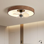 Contemporary Round Copper LED Flush Mount Ceiling Fan Light for Bedroom
