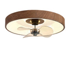 Contemporary Round Copper LED Flush Mount Ceiling Fan Light for Bedroom