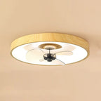 Contemporary Round Copper LED Flush Mount Ceiling Fan Light for Bedroom
